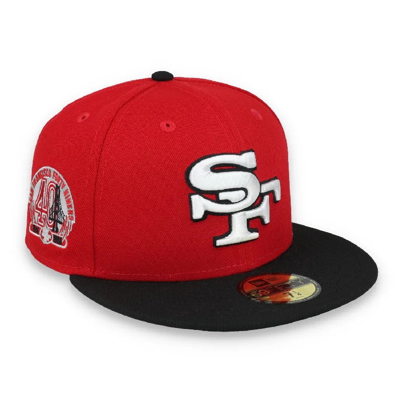 Stylish Hat-Exclusive San Francisco 49ers  Official 59FIFTY Fitted, 40TH ANNIVERSARY SIDE PATCH 59FIFTY FITTED HAT-BLACK/SCARLET