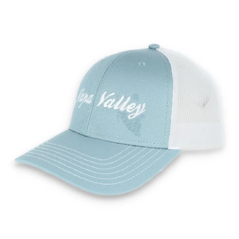 Cool Hat-The Coliseum Napa Valley Modified Flat Bill Mesh Hat - Smoke Blue/White