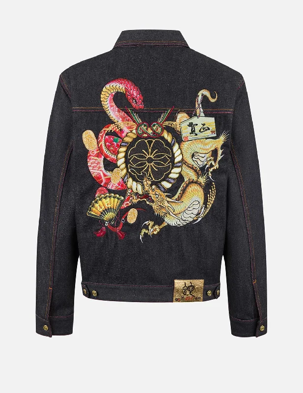 Statement Leather Jacket-2025 Limited Edition Year of the  Snake Relax Fit Denim Jacket