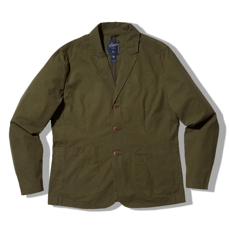 Warm Insulated Jacket-Mercer Cotton Blazer - Dark Olive