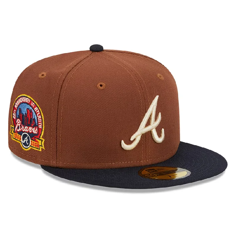 Cowboy Hat-New Era Atlanta Braves Harvest 40th Side Patch 59fifty Fitted Hat-Brown