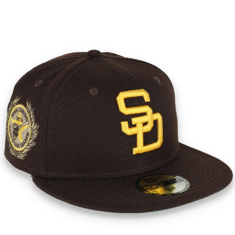 Vintage Hat-New Era San Diego Padres Laurel All Star Game 1978 Side Patch 59fifty Fitted Cap-Brown