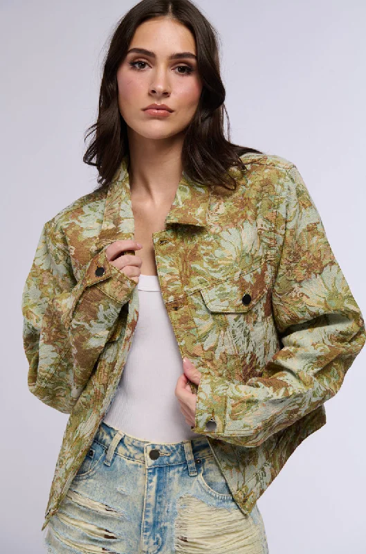 Casual Fit Jacket-BROCADE TAPESTRY BOMBER JACKET