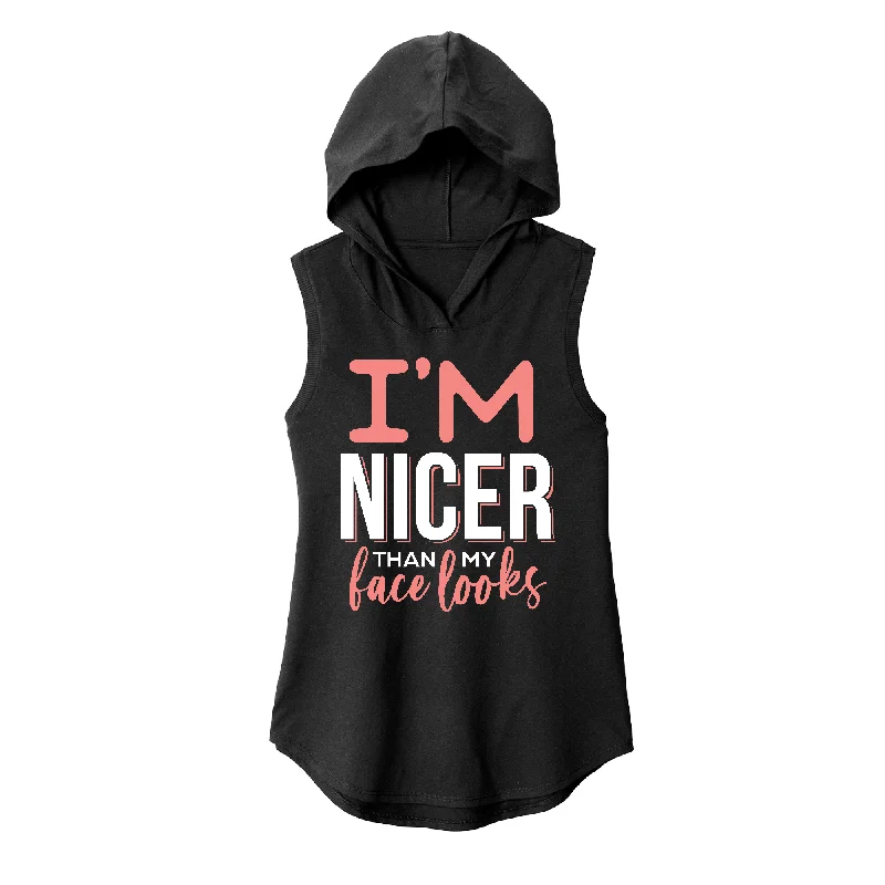 Customizable Hoodie-I'm nicer than my face looks Sleeveless Hoodie