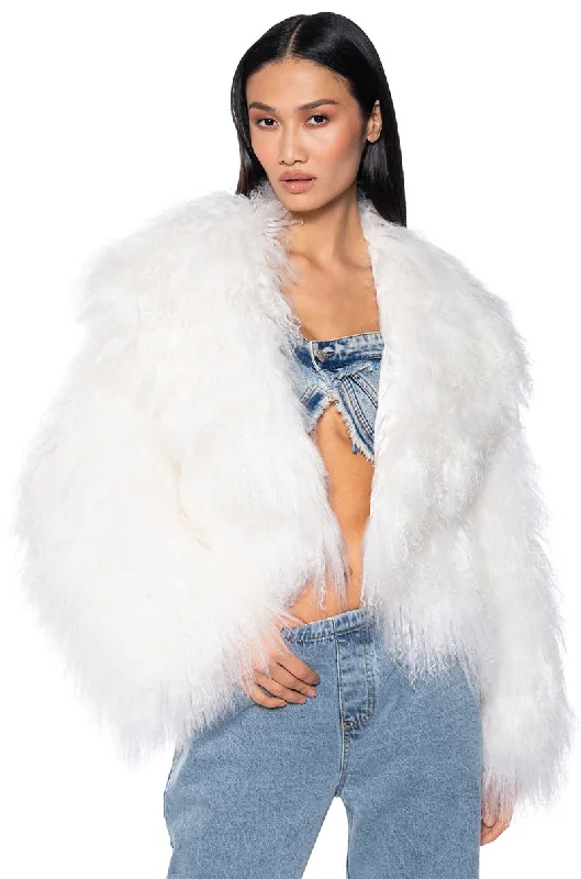 Classic Fit Jacket-REAL MONGOLIAN FUR CROP JACKET