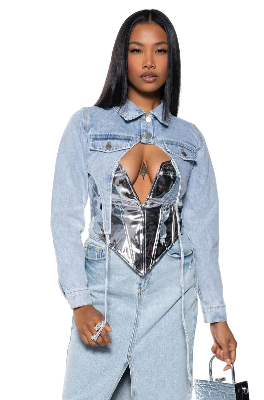 Track Jacket-CROP IT TO ME DENIM JACKET