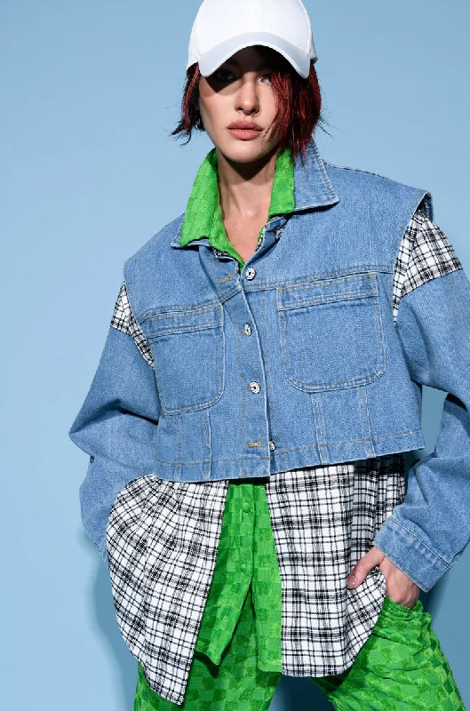 Tactical Jacket-SPRING PLAIDS DENIM JACKET