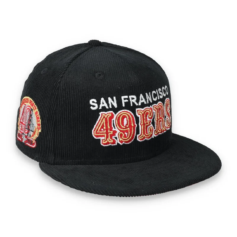 Baseball Hat-Exclusive San Francisco 49ers Corduroy 59FIFTY Fitted, 40th Anniversary Side Patch 59FIFTY Fitted Hat-Black