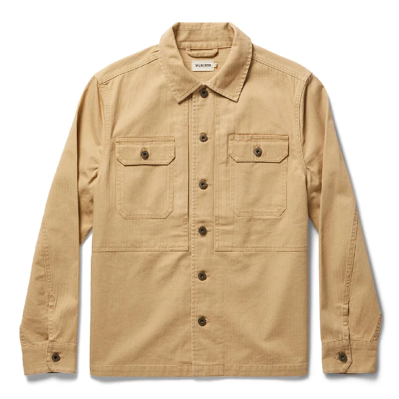 Stylish Jacket-The Reserve Shirt in Khaki Herringbone