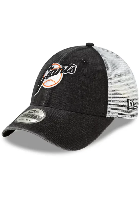 Adventure Hat-New Era San Francisco Giants Cooperstown Trucker 9Forty Adjustable Hat-Black