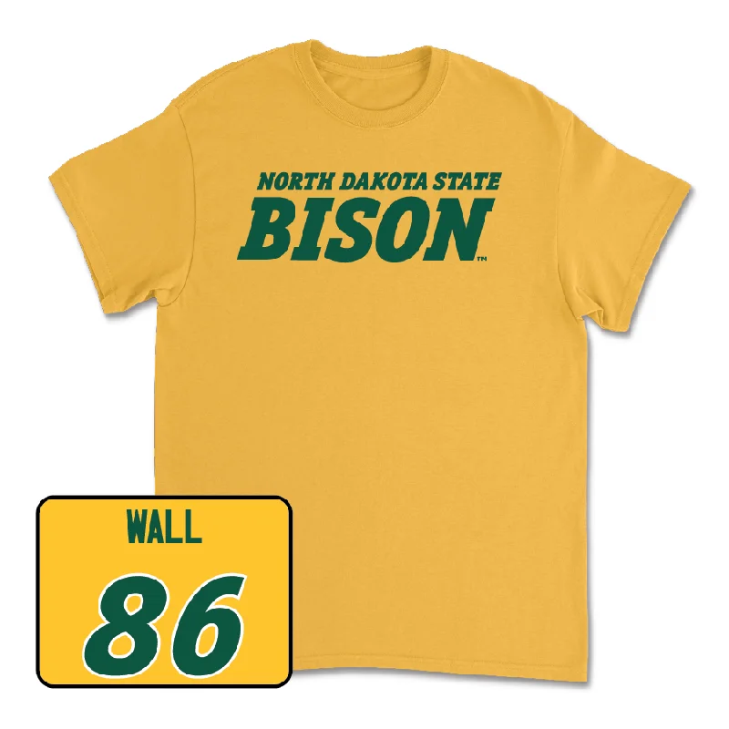 Funny Graphic T-shirt-Gold Football Bison Tee - Cedric Wall