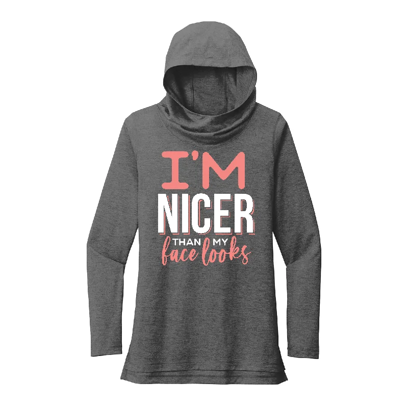 Warm Weather Hoodie-I'm nicer than my face looks Performance Hoodie