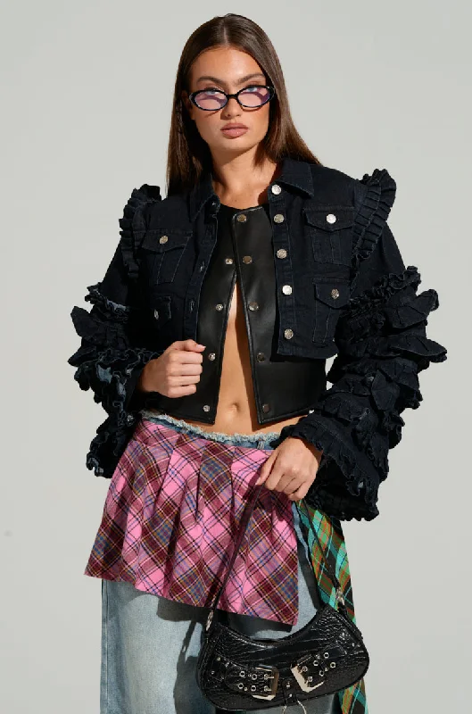 Trendsetting Bomber Jacket-FELICITY STATEMENT SLEEVE DENIM JACKET