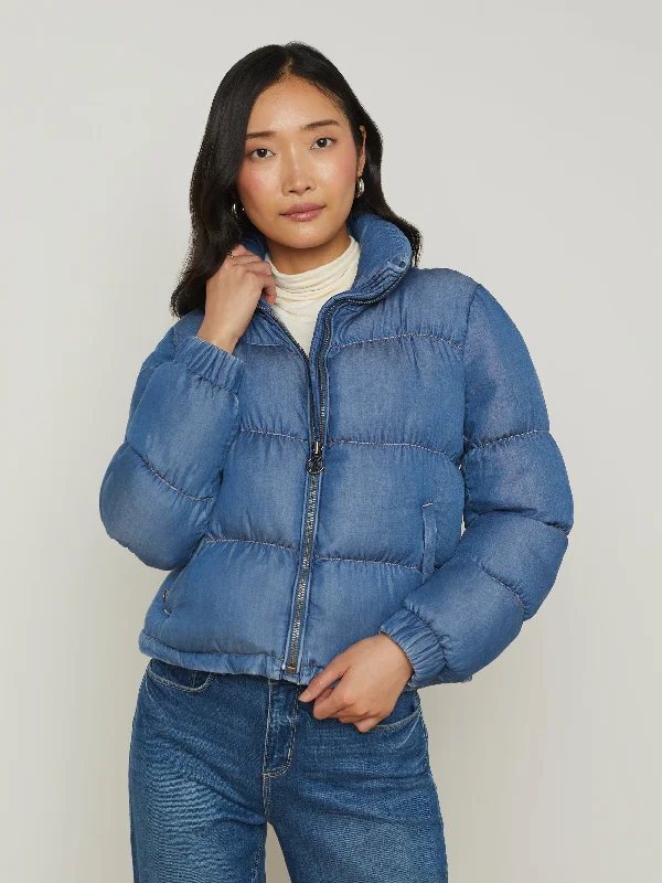 Street Style Jacket-Stowe Denim Down Puffer Jacket