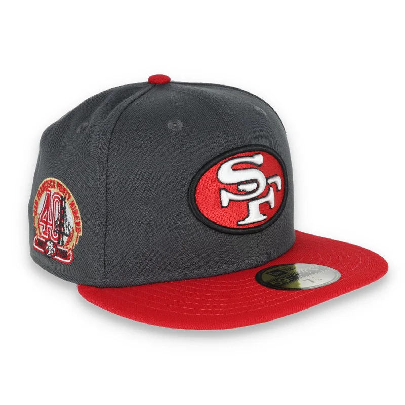 Wide-brim Hat-Exclusive San Francisco 49ers Official 59FIFTY Fitted, 40th Anniversary Side Patch -Dark Grey