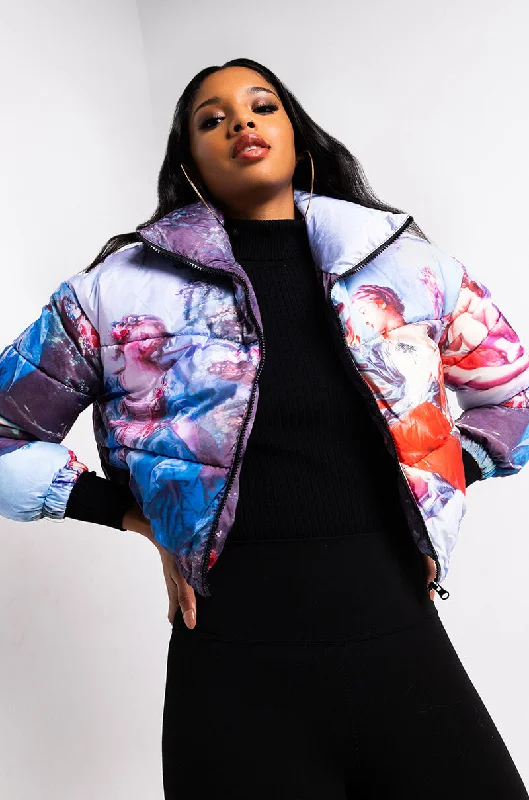 Retro Jacket-AZALEA WANG RENN ART MULTI PUFFER JACKET