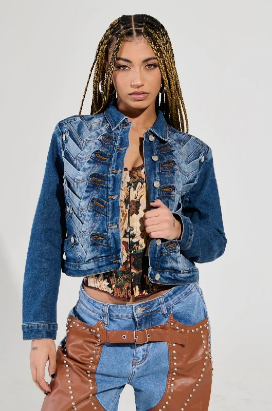 Designer Jacket-BOTTOMS UP DENIM JACKET