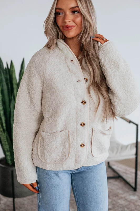 Trench Jacket-Perla Sherpa Jacket - Cream