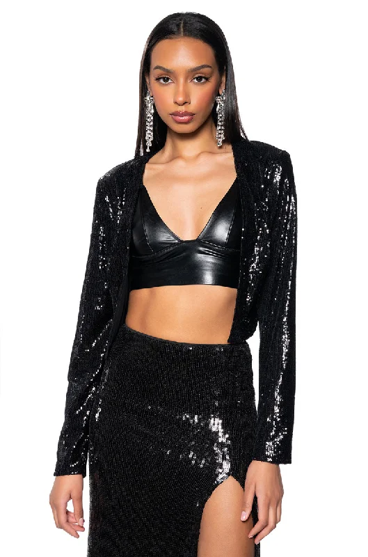 Trendsetting Bomber Jacket-HOLIDAY SEASON SEQUIN COVER JACKET IN BLACK