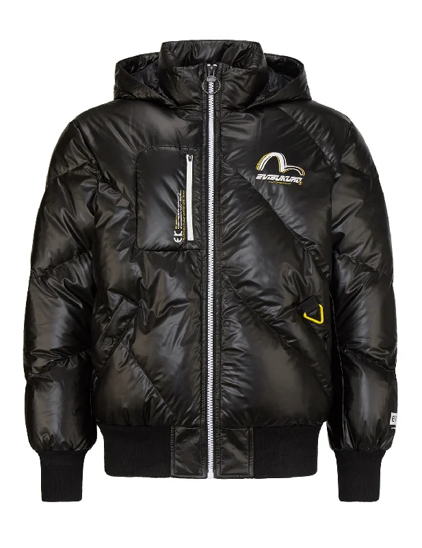 Sporty Jacket-Quilted Logo Print Bomber Down Jacket