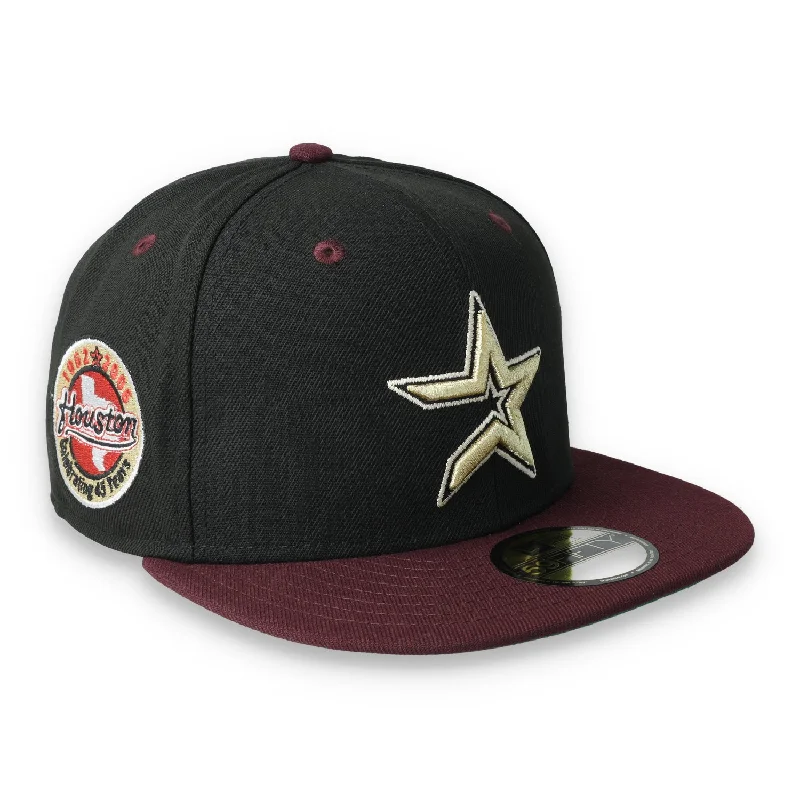 Sports Hat-New Era Houston Astros 45th Anniversary Side Patch 59fifty Fitted Cap-Black