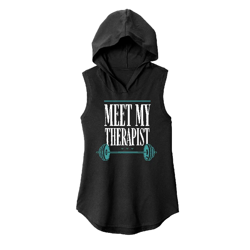 Heavy-duty Hoodie-Meet my therapist Sleeveless Hoodie