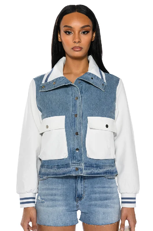 Fleece Jacket-BRIDGEHAMPTON WITH IT DENIM RIB JACKET