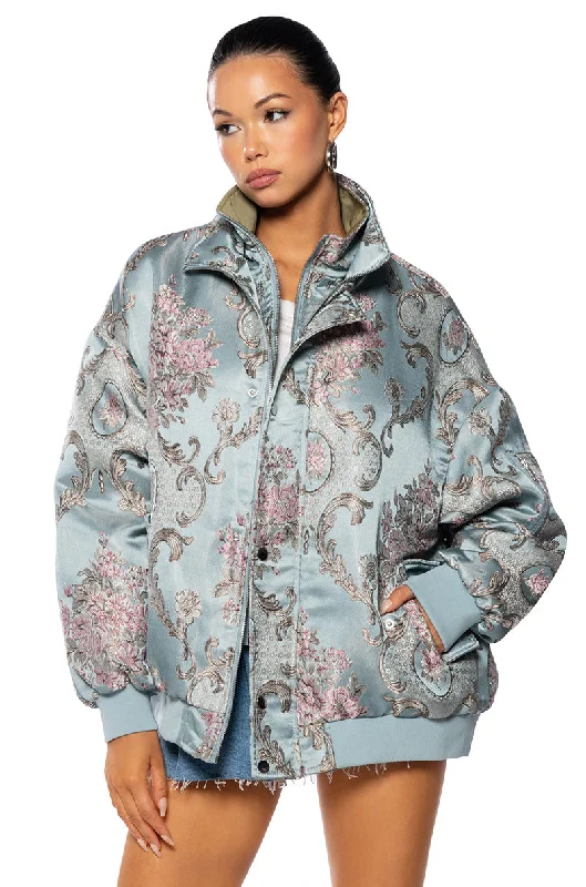 Everyday Jacket-BROCADE OVERSIZE BOMBER JACKET