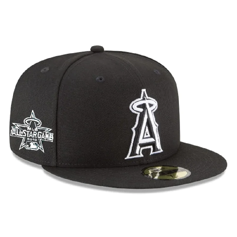 Casual Outdoor Hat-New Era Los Angeles Angels Side Patch 2010 All-Star Game 59fifty Fitted Hat-Black/White