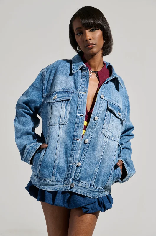 Modern Bomber Jacket-GOTTA GO OVERSIZED DENIM JACKET