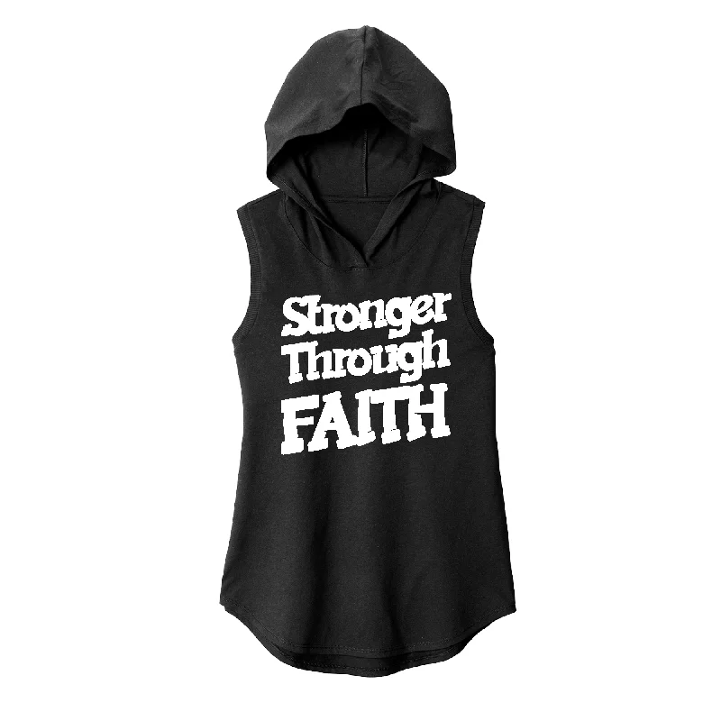 Workout Hoodie-Stronger Through Faith Sleeveless Hoodie