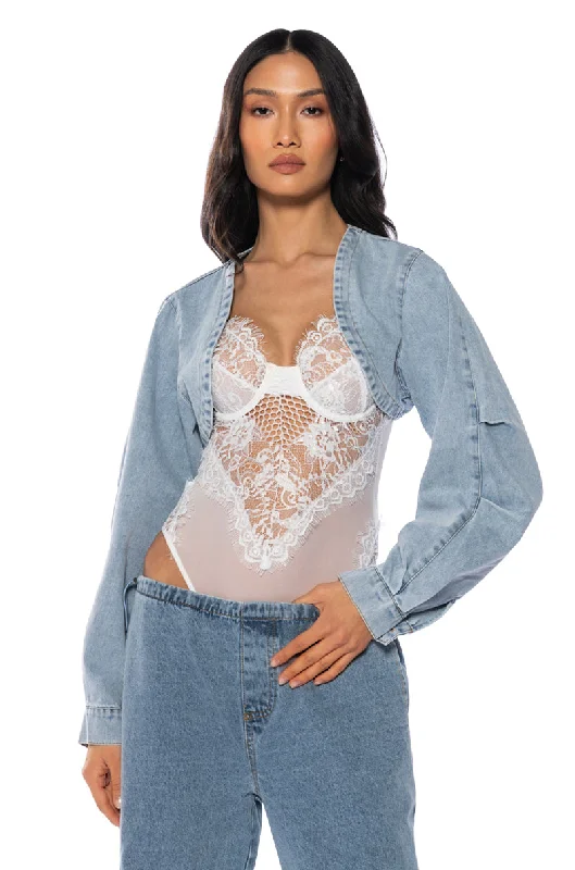 Designer Jacket-ULTRA CROP DENIM BOLERO JACKET