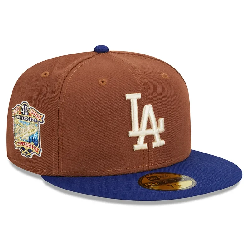 Retro Hat-New Era Los Angeles Dodgers Harvest 40th Side Patch 59fifty Fitted Hat-Brown