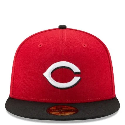 Sun Hat-CINCINNATI REDS NEW ERA ROAD AUTHENTIC COLLECTION 59FIFTY FITTED-ON-FIELD COLLECTION-RED/BLACK