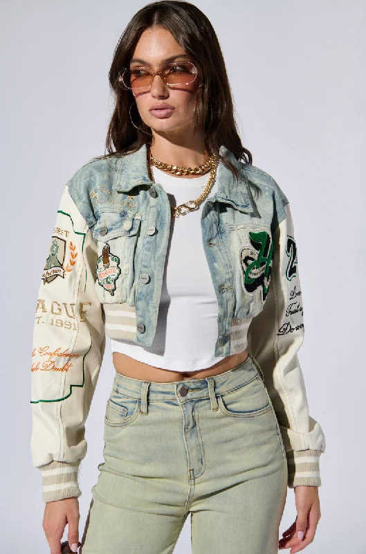 Classic Fit Jacket-BORN TO WIN CROPPED BOMBER JACKET