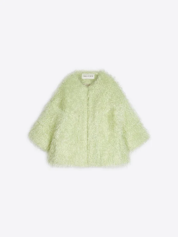 Full Zip Jacket-Faux fur cocoon jacket