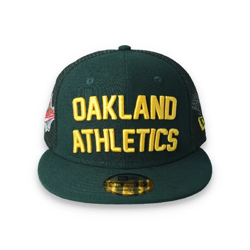 Visor Hat-New Era Oakland Athletics Script 9FIFTY Trucker Snapback Hat