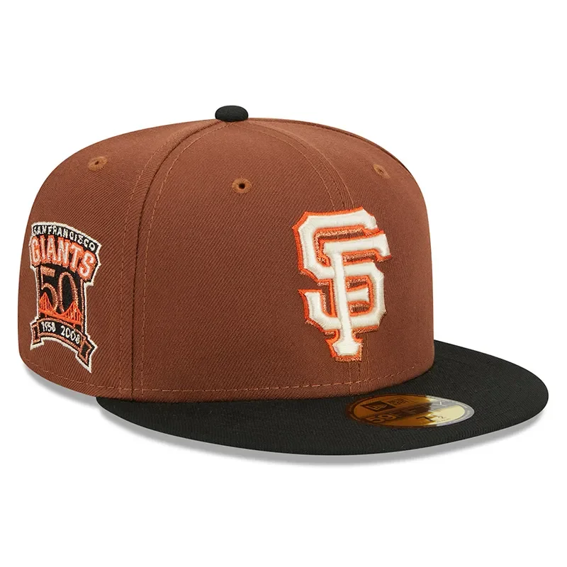 Protective Hat-New Era San Francisco Giants Harvest 50th Side Patch 59fifty Fitted Hat-Brown