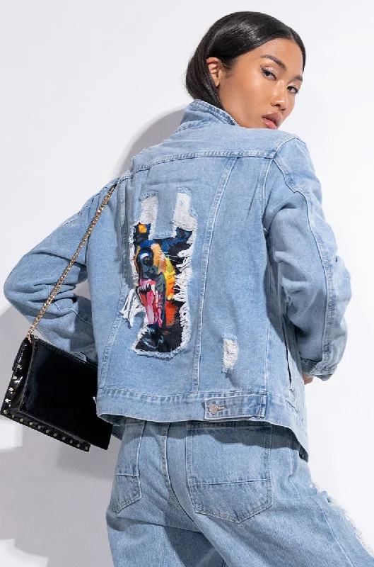 Slim Fit Jacket-ROTTWEILER BACK PATCH DENIM JACKET