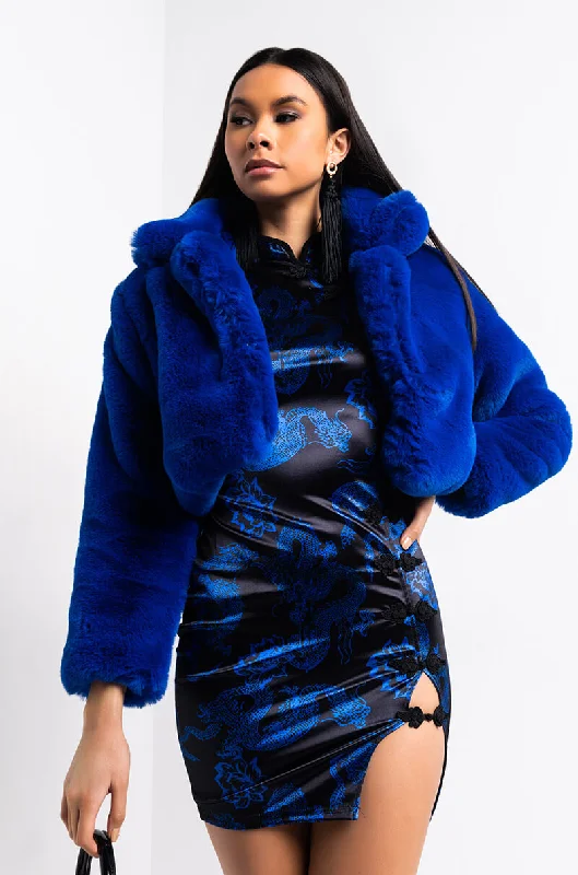 Warm Jacket-WARM UP CROP FAUX FUR JACKET BLUE