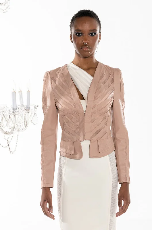 Vintage-inspired Jacket-COME A LITTLE CLOSER MESH PLEATHER PLUS JACKET