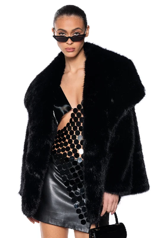 Statement Jacket-OLD HOLLYWOOD FAUX FUR JACKET