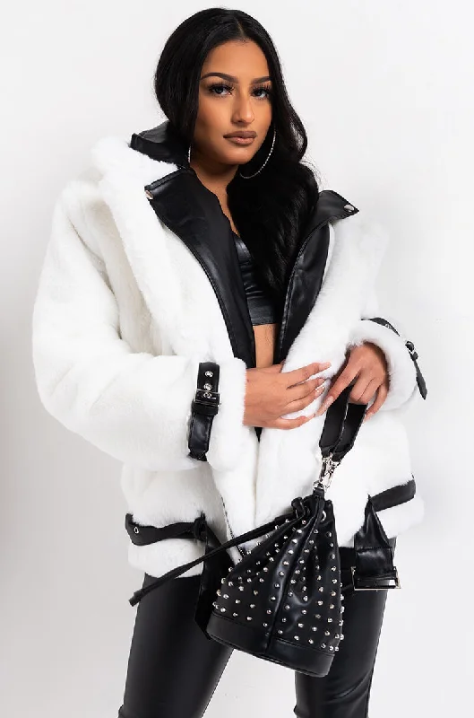 Casual Fit Jacket-MONTEGO FAUX FUR BIKER JACKET