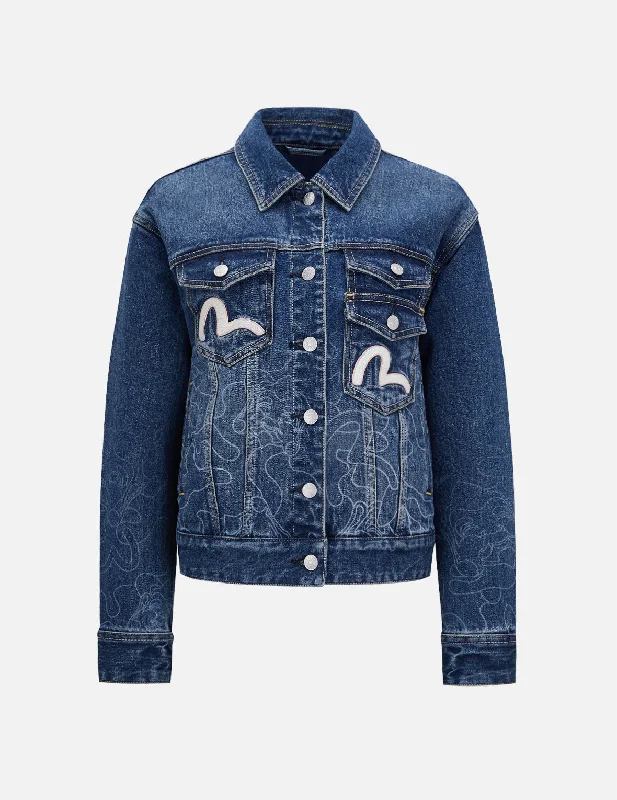 Cozy Jacket-Gradated Laser-print Denim Jacket