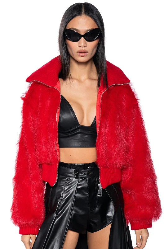 Moto Jacket-LOVE YOU BETTER FAUX FUR RIB TRIM JACKET