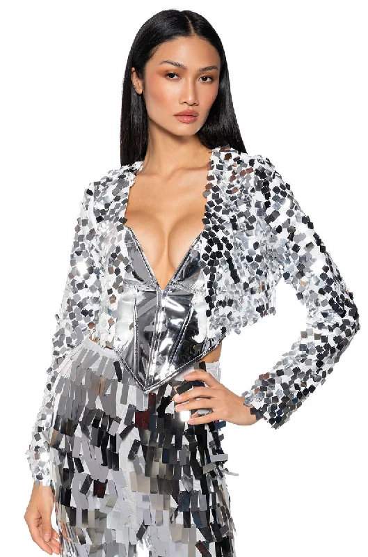 Cargo Jacket-SEQUIN COVER UP JACKET