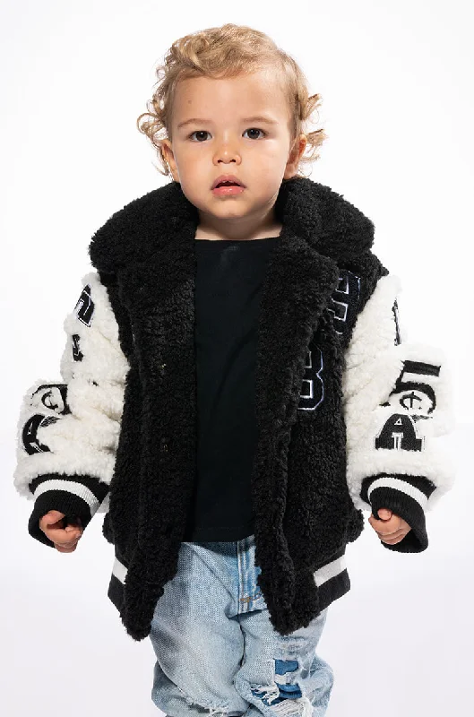 Outdoor Jacket-SOLO BEAR TEDDY VARSITY JACKET IN KIDS