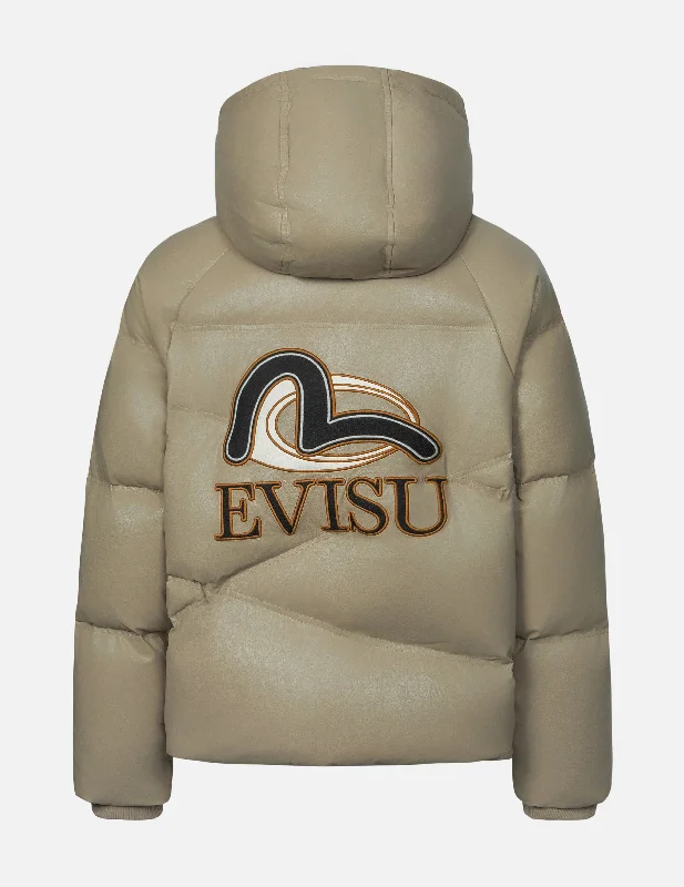 Statement Jacket-Logo and Seagull Applique Fashion Fit Down Jacket