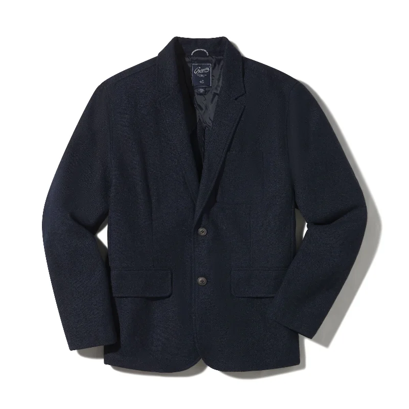 Tech Jacket-Hopsack Midweight Wool Blazer - Navy