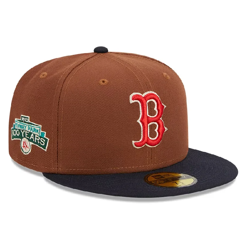 Everyday Hat-New Era Boston Red Sox Harvest 100th Side Patch 59fifty Fitted Hat-Brown